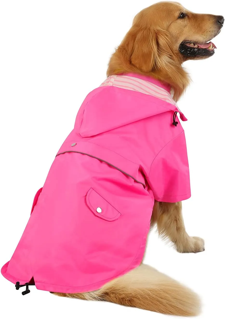 HDE Dog Raincoat Double Layer Zip Rain Jacket with Hood for Small to Large Dogs Pink - 3XL