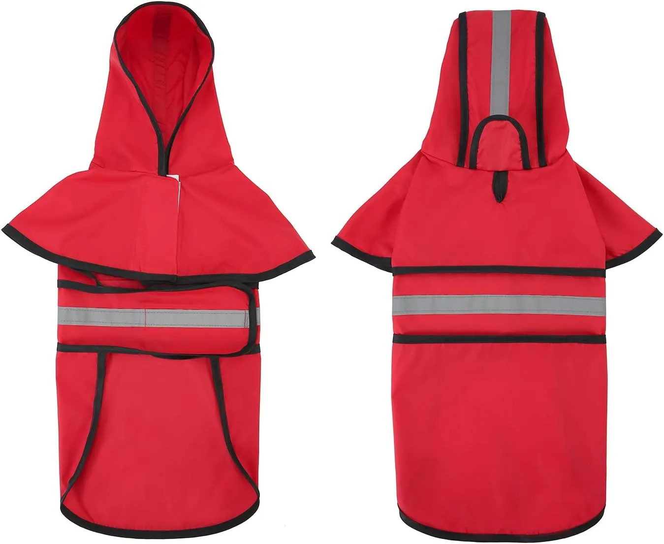HDE Dog Raincoat Hooded Slicker Poncho for Small to X-Large Dogs and Puppies Red - L