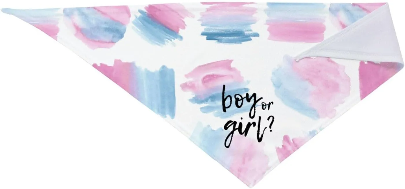 He Or She What Will It Be? Gender Reveal/Baby Announcement Dog Bandana,Pet Neckerchief for Pets Daily Wear Photo Prop Party Supplies (Color Block)