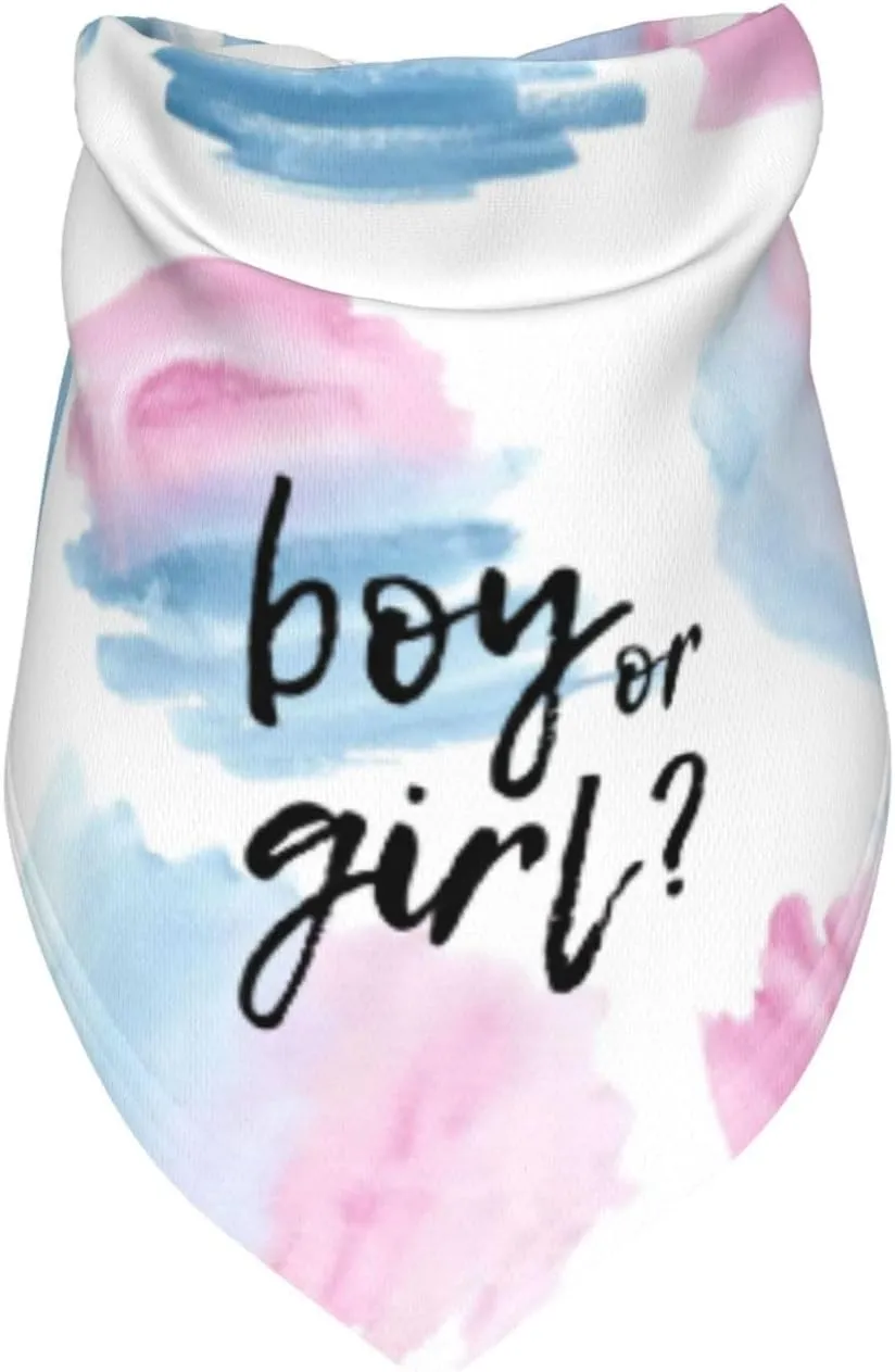 He Or She What Will It Be? Gender Reveal/Baby Announcement Dog Bandana,Pet Neckerchief for Pets Daily Wear Photo Prop Party Supplies (Color Block)