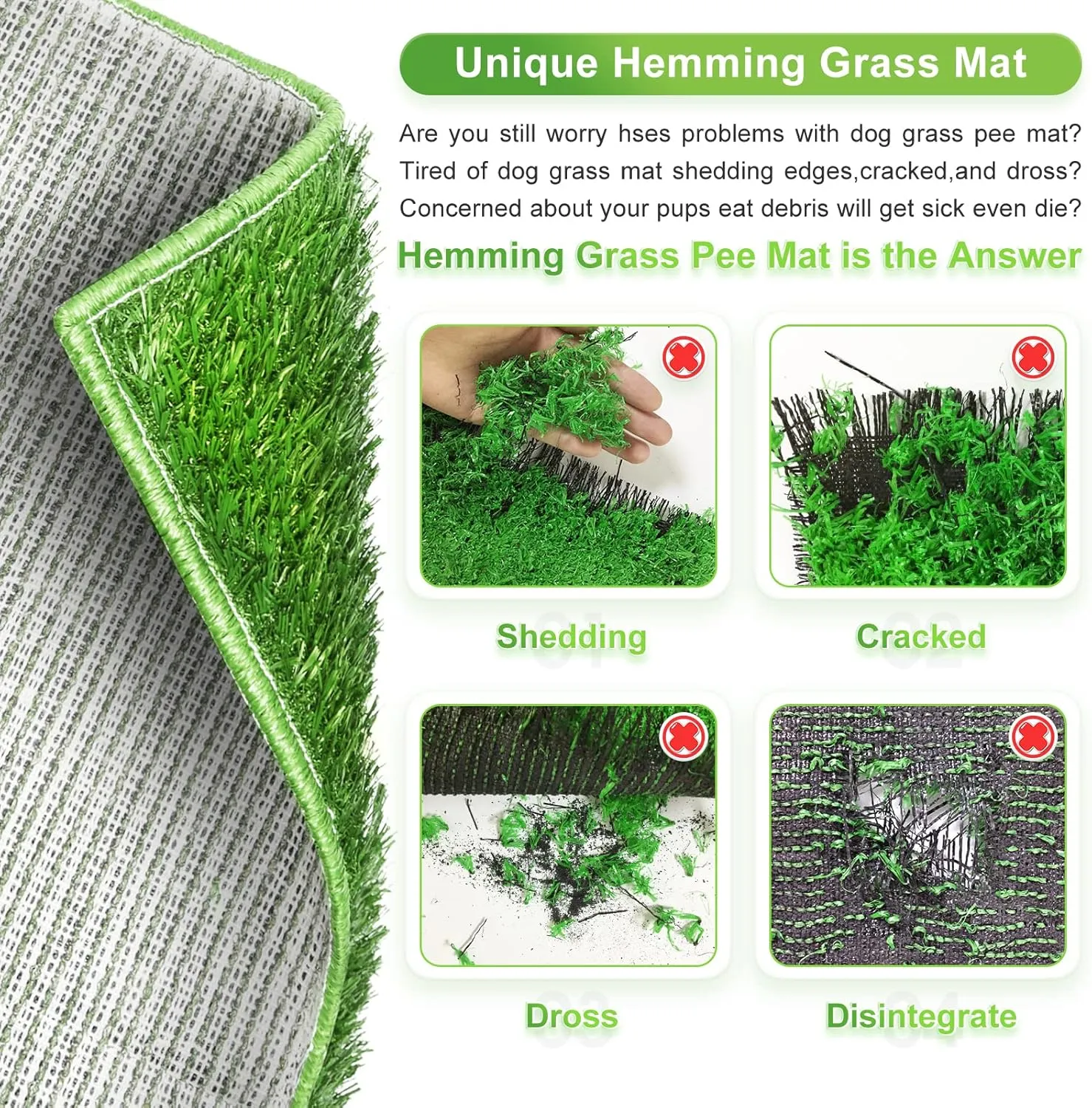 Hompet Dog Grass Pad with Tray Large, Puppy Turf Potty Reusable Training Pads with Pee Baffle, Artificial Grass Patch for Indoor and Outdoor Use, Ideal for Small and Medium Dogs (30"20")