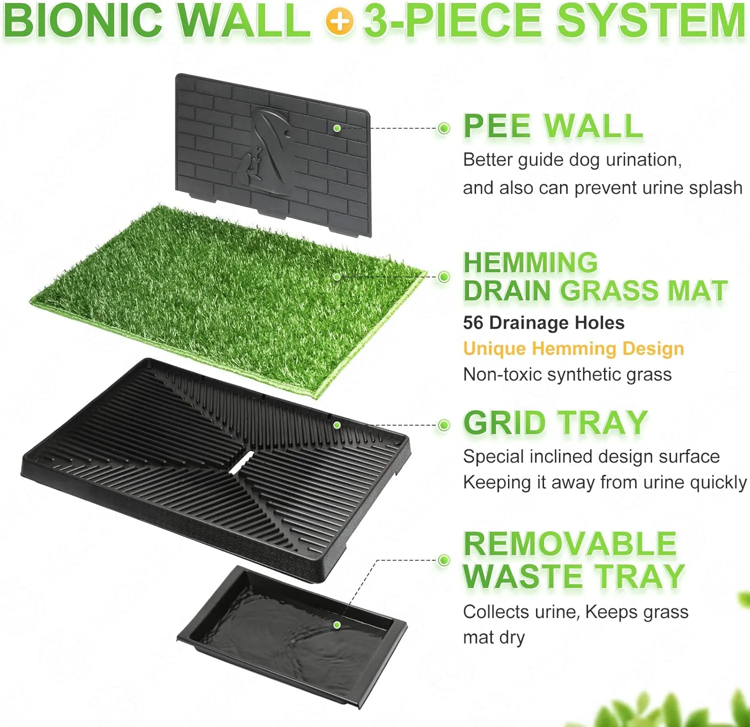 Hompet Dog Grass Pad with Tray Large, Puppy Turf Potty Reusable Training Pads with Pee Baffle, Artificial Grass Patch for Indoor and Outdoor Use, Ideal for Small and Medium Dogs (30"20")