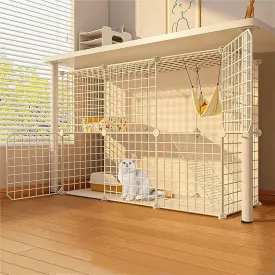 Indoor Cat Cages, DIY Fences, Pet Beds, Spacious Amusement Parks, with Floor MATS for Assembly(111x39x73cm)
