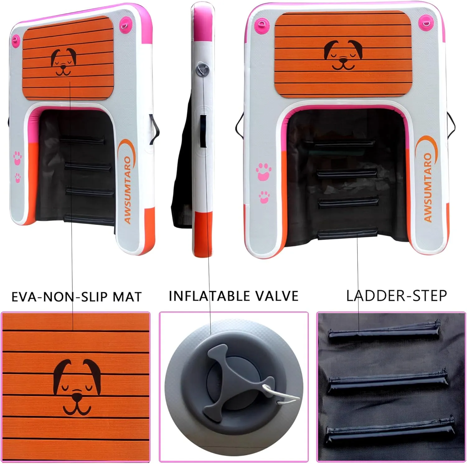Inflatable Dog raft ramp, Water Sports Floating Platform, Swimming Pool Floating Ladder, Boat Dock ramp Ladder, Water Dog Ladder