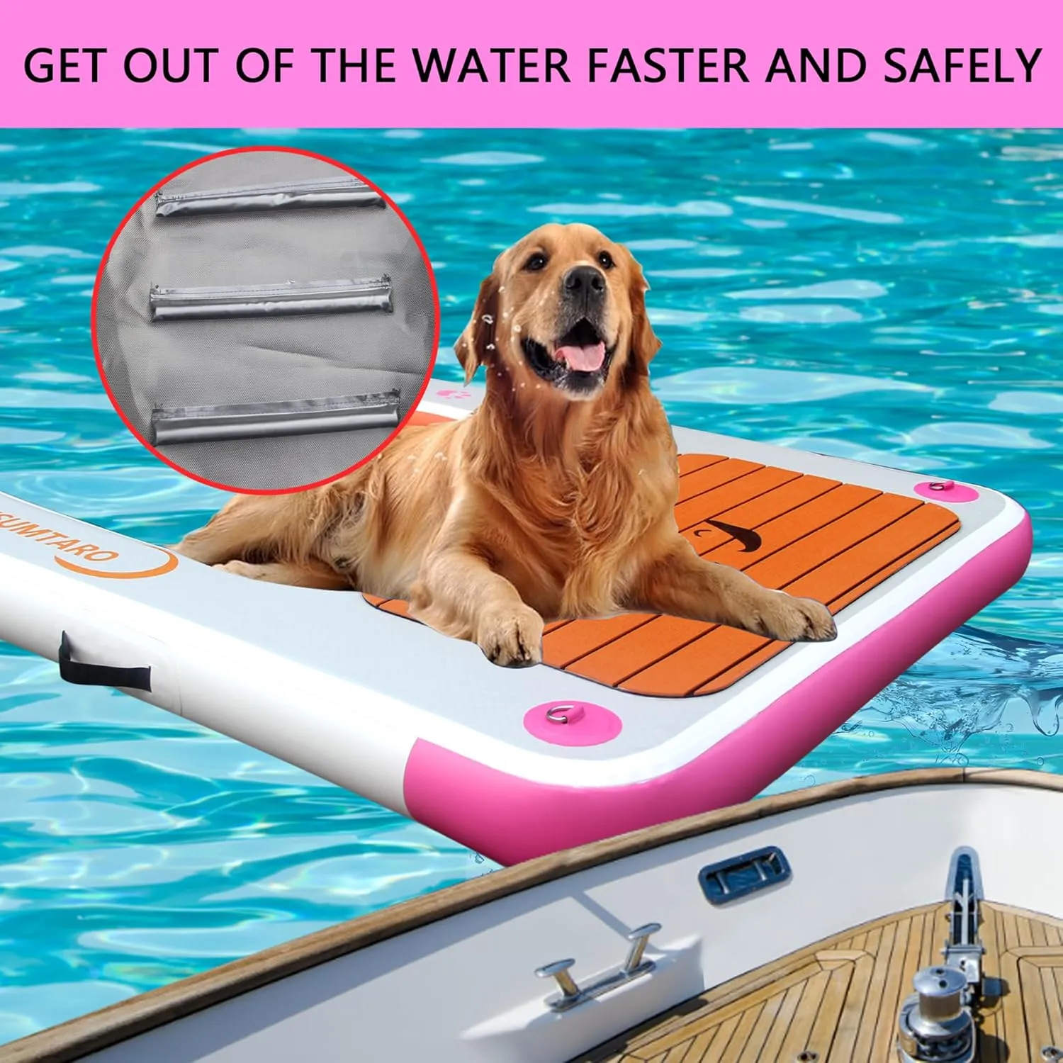 Inflatable Dog raft ramp, Water Sports Floating Platform, Swimming Pool Floating Ladder, Boat Dock ramp Ladder, Water Dog Ladder