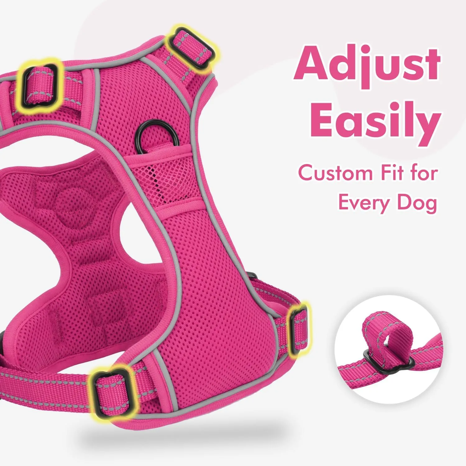 Joytale Step-in No Pull Dog Harness for Small Dogs with 2 Leash Clips, Reflective Pet Vest with Easy Control Handle, Adjustable Soft Padded Harness for Walking and Training, Hotpink,S