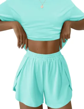 Kistore Summer 2 Piece Pajamas Sets Short Sleeve Sleepwear Pjs Lounge Split Short Sets