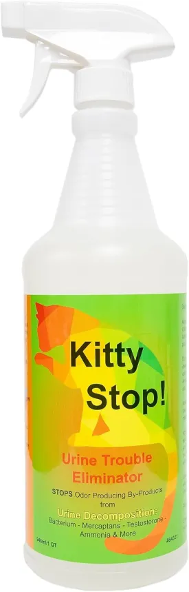 Kitty Stop Urine Trouble Eliminator - Litter Odor Eliminator - Stops Odor Producing by-Products from Cat Urine - 32oz Spray