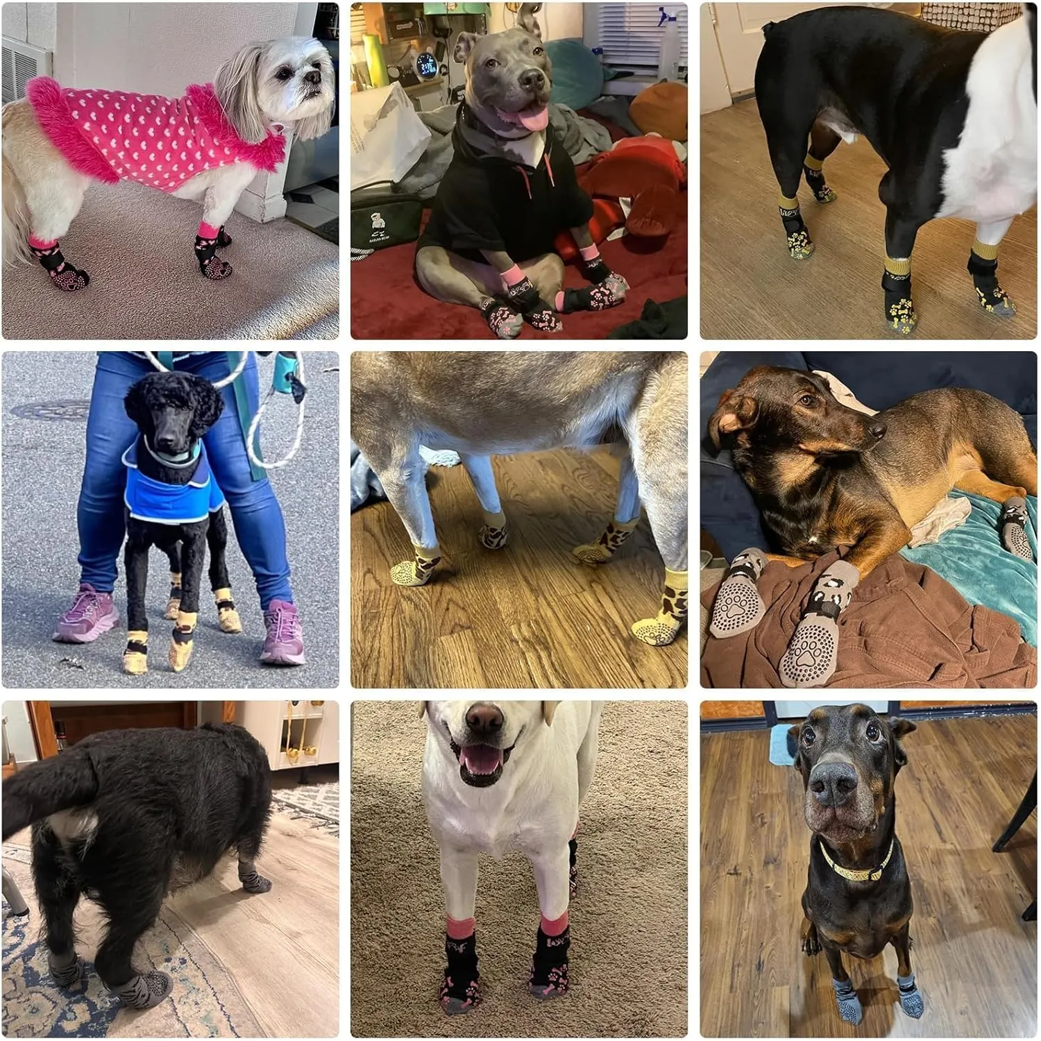 KOOLTAIL Anti Slip Dog Socks for Hot/Cold Pavement to Prevent Licking Paws, Dog Boots&Paw Protector with Grippers for Hardwood Floors,Traction Control No Twist Booties for Small Medium Large DogsSM