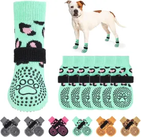 KOOLTAIL Anti Slip Dog Socks for Hot/Cold Pavement to Prevent Licking Paws, Dog Boots&Paw Protector with Grippers for Hardwood Floors,Traction Control No Twist Booties for Small Medium Large DogsSM