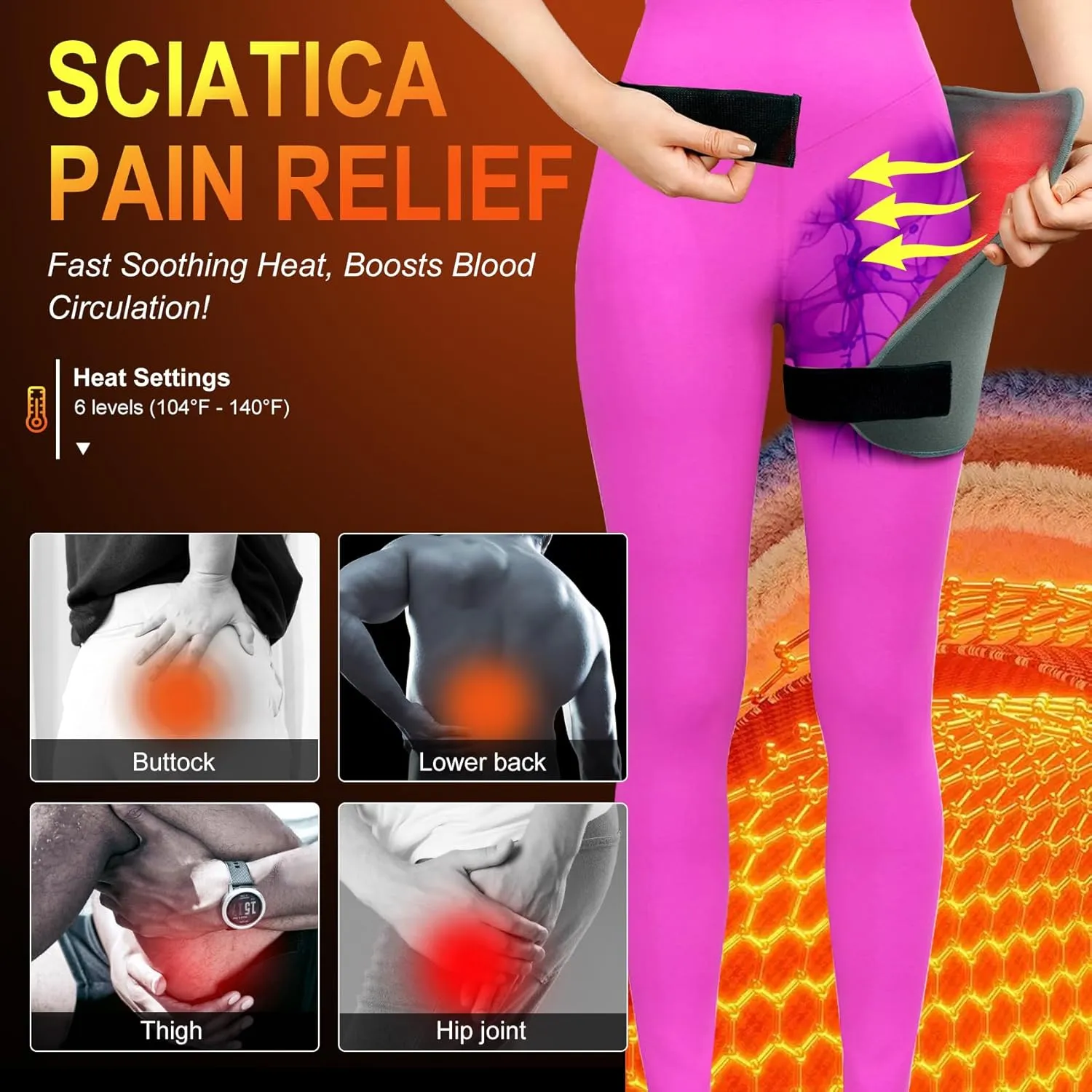 Koviti Hip Heating Pad for Sciatica Pain Relief - FSA HSA Eligible Hip Brace, Electric Heat Pad for Lower Back Thigh Buttock, Hot Physical Therapy Gifts for Women Men, Mom, Dad(XL)
