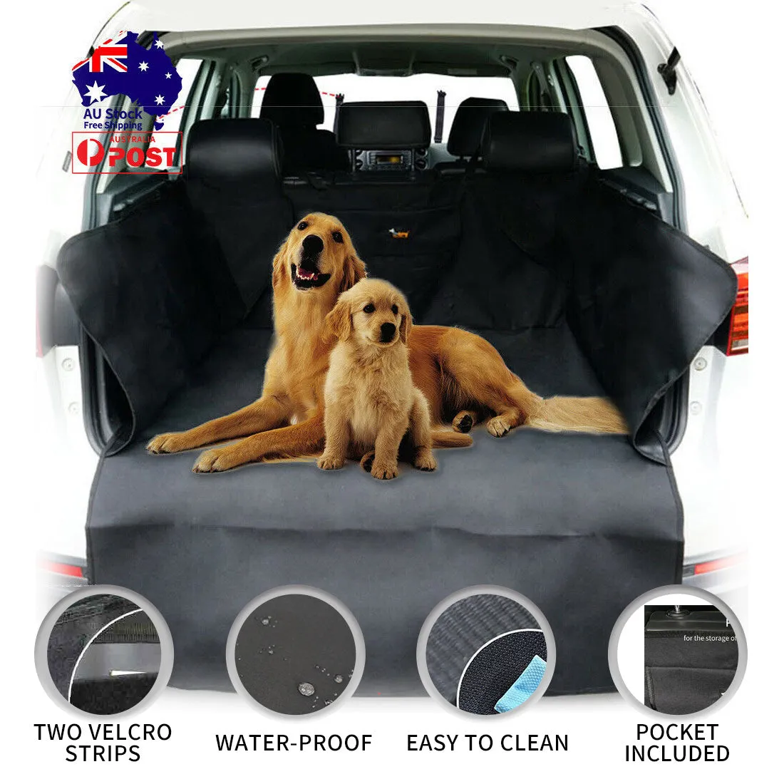 Large Black Dog Car Boot Cover SUV Liner Trunk Rear Cargo Waterproof Protector Black Grey
