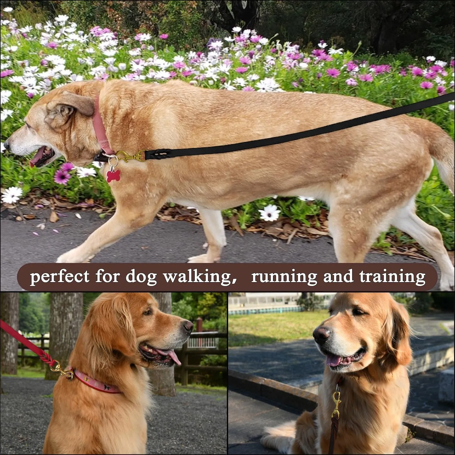 Leather Dog Leash 6ft x 1/2'', Heavy Duty Braided Dog Leashes with Rotating Clasp, Genuine Handmade Leather Dog Training Leash for Small Medium Dogs