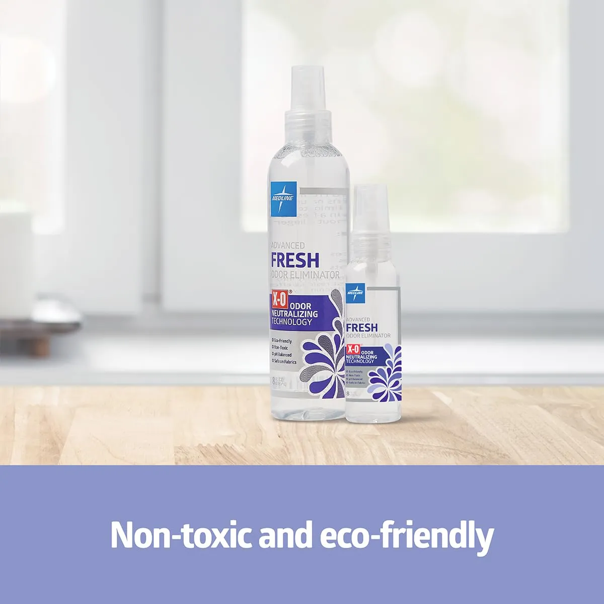 Medline Advanced Fresh Odor Eliminator Spray, Natural Essential Oil-Based Air Freshener, No Harsh Chemicals, Neutralizes Odor Molecules in Air or on Surfaces, Non-Toxic, pH Balanced, Fresh Scent, 8 Oz