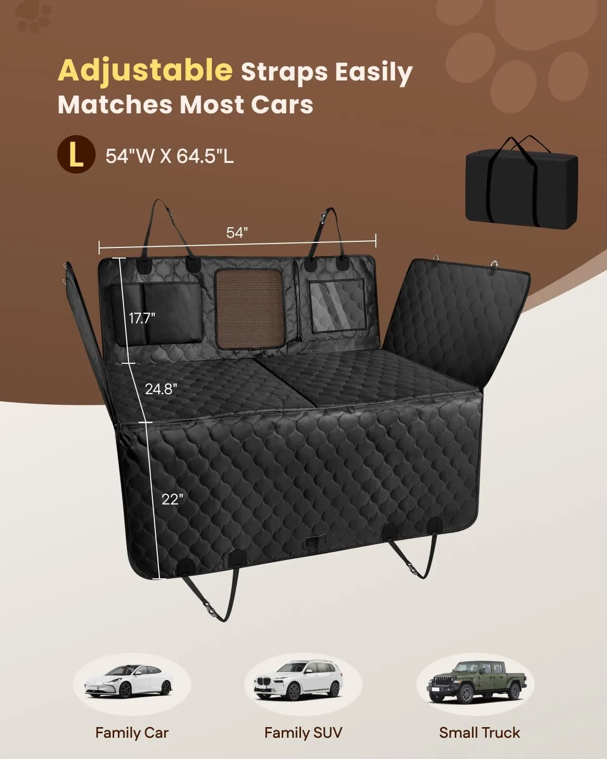 MIDOG Back Seat Extender for Dogs - [2025 Upgraded] Hard Bottom Car Seat Cover Holds 400lbs,Anti-Slip and Anti-Scratch,Compatible with Child Seat,Perfect for SUV & Car