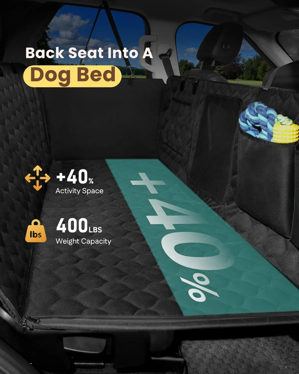 MIDOG Back Seat Extender for Dogs - [2025 Upgraded] Hard Bottom Car Seat Cover Holds 400lbs,Anti-Slip and Anti-Scratch,Compatible with Child Seat,Perfect for SUV & Car