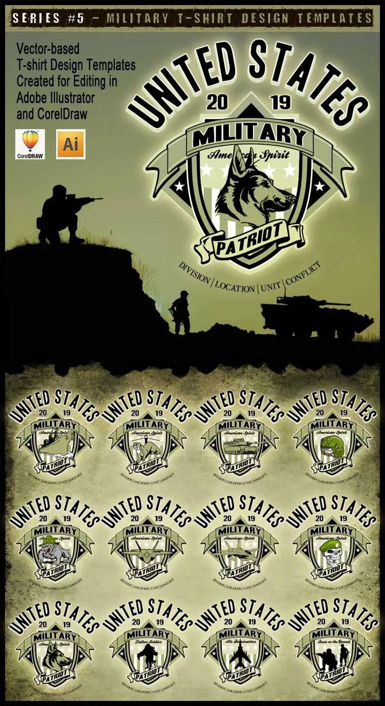 Military Art Kit Bundle for Adobe Illustrator