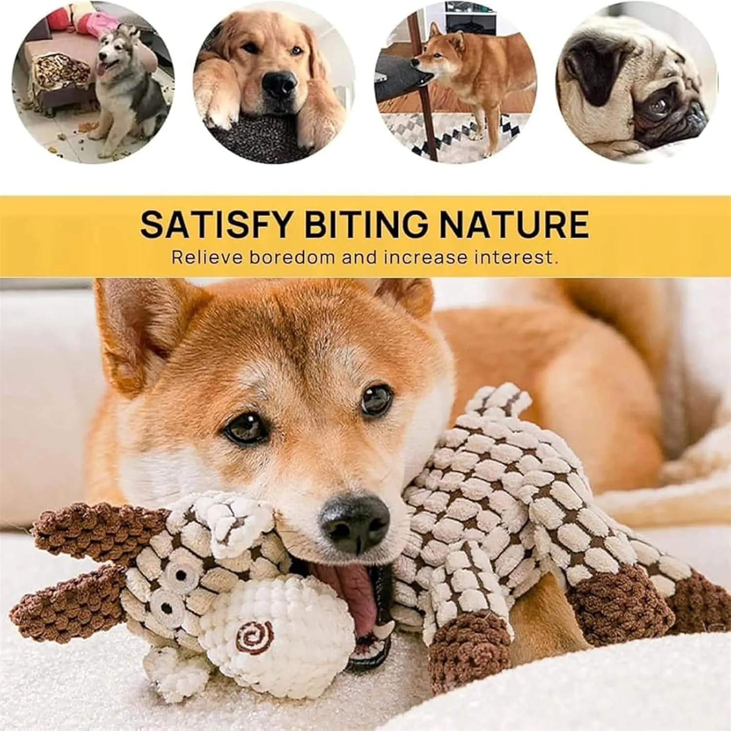 Outfany Bitebuddy, Outfany Bitebuddy Dog Toy, Bite Buddy Chew Toy for Dogs, Indestructible & Tough & Durable, for Aggressive Chewers, Interactive Dog Squeaky Toys (Gray Brown)