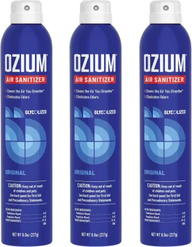 Ozium 8 Oz. Air Sanitizer & Odor Eliminator for Homes, Cars, Offices and More, Original Scent - 3 Pack