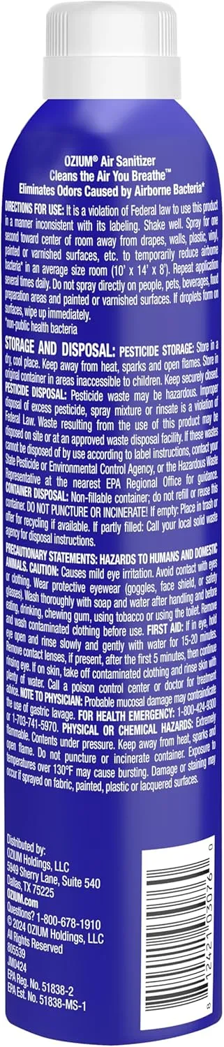 Ozium 8 Oz. Air Sanitizer & Odor Eliminator for Homes, Cars, Offices and More, Original Scent - 3 Pack