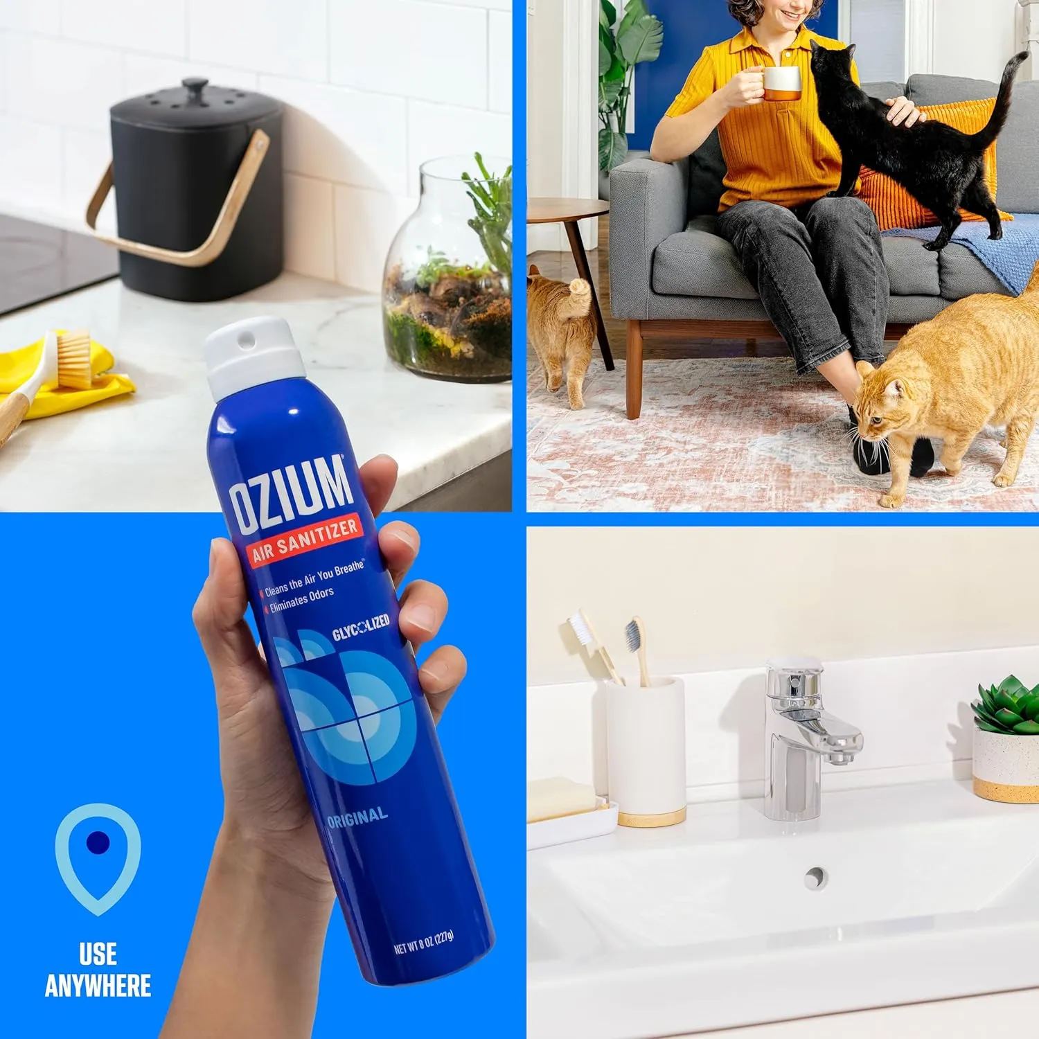Ozium 8 Oz. Air Sanitizer & Odor Eliminator for Homes, Cars, Offices and More, Original Scent - 3 Pack