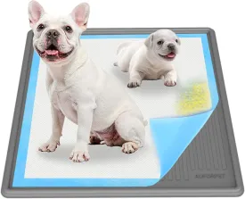 Pee Pad Holder for Dogs, Heavy Silicone Puppy Pad Holder Tray, Fits Up to 23" x 23" Disposable Pads, Reusable, High Edge, Leak-Proof Toilet Mat for Potty, Doggy Baby, Cat, Rabbit Pets