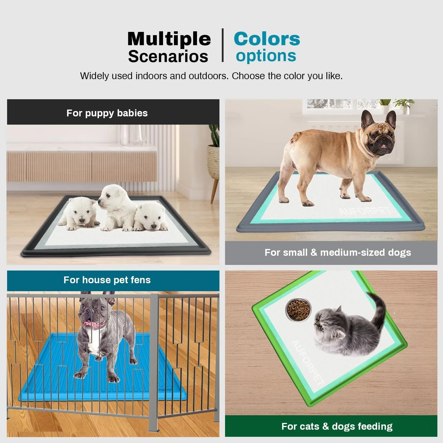 Pee Pad Holder for Dogs, Heavy Silicone Puppy Pad Holder Tray, Fits Up to 23" x 23" Disposable Pads, Reusable, High Edge, Leak-Proof Toilet Mat for Potty, Doggy Baby, Cat, Rabbit Pets
