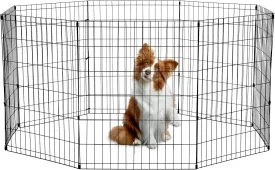 Pet Playpens for Dogs, Foldable Metal Wire Pet Fence Barrier, 8 Panels 30(H) Inches High with Door Exercise Pet Dog Pen, Indoor Outdoor Dog Gate for Large, Medium and Small Pets