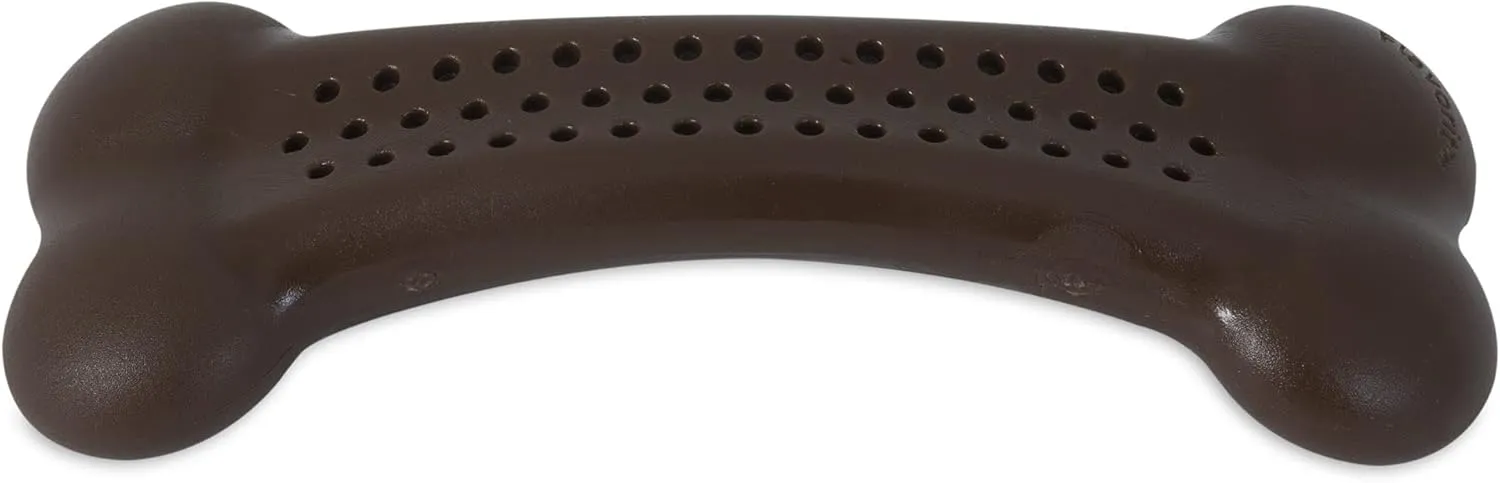 Pet Qwerks Barkbone Flavorit Peanut Butter Flavor Bone - Fillable Surface for Spreads; Tough Durable Toys for Aggressive Power Chewers | Made in USA - Medium & Small Dogs