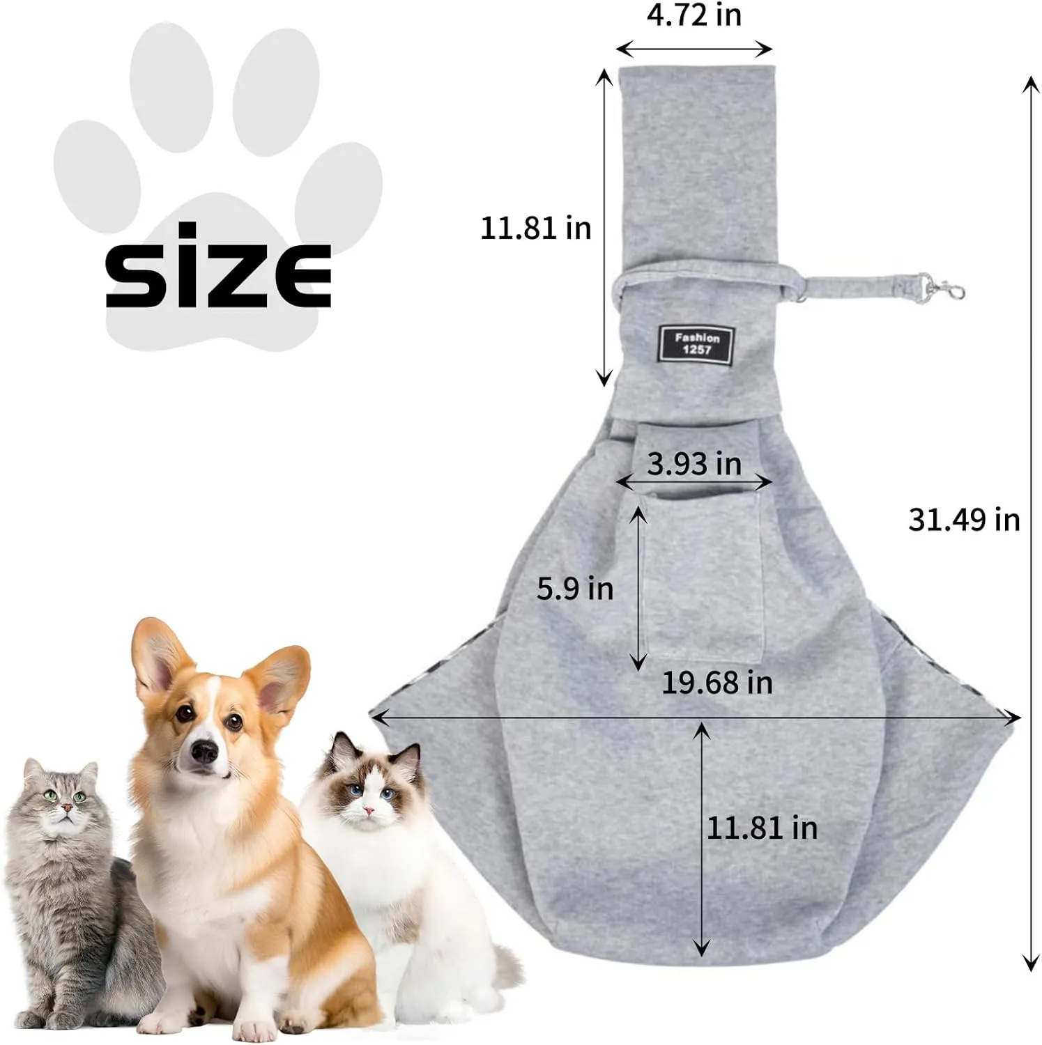 Pet Sling Carrier,Dog Chest Bag Escape Proof for Puppy Medium Cat&Dogs Under 15lbs Daily Walk,Outdoor Activity (Pink)