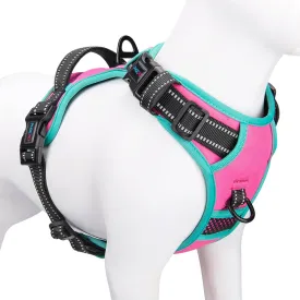 PHOEPET 2019 Upgraded No Pull Dog Harness, Reflective Adjustable Vest, with a Training Handle   2 Metal Leash Hooks  3 Snap Buckles  4 Slide Buckles(L, Pink)