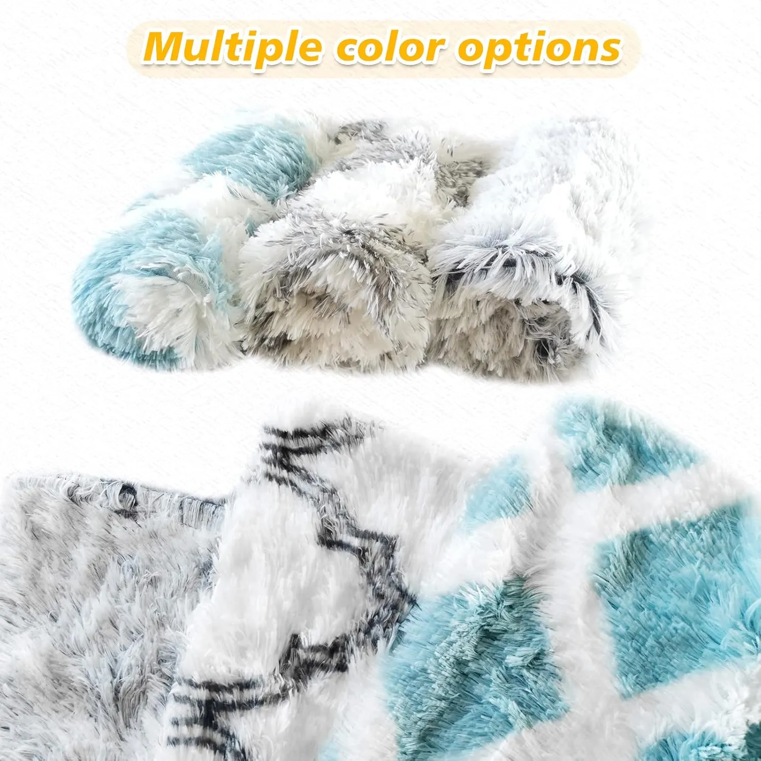 PJYuCien Fluffy Fleece Calming Pet Throw Blanket, Super Soft and Warm for Indoor Cats and Dogs, Small 16 * 24", Machine Washable, Blue Diamond Pattern, White Puppy Bed