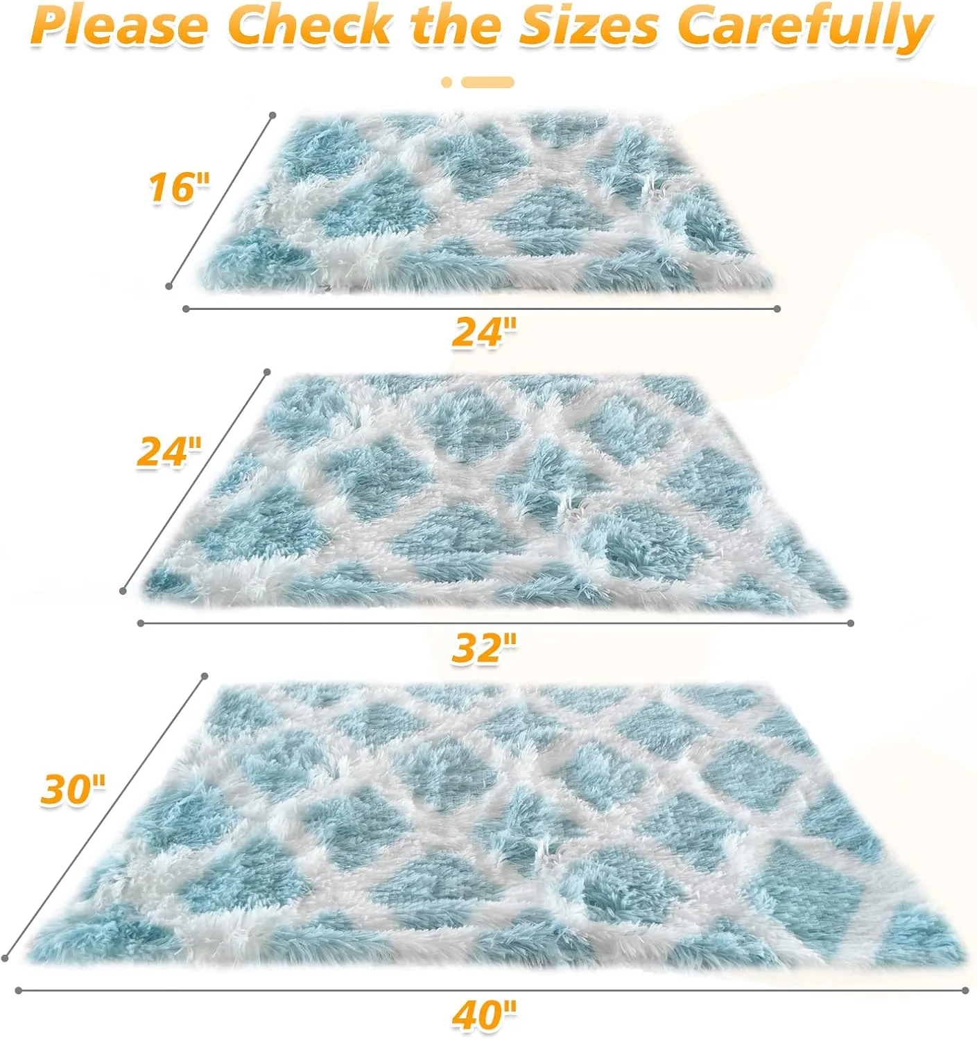 PJYuCien Fluffy Fleece Calming Pet Throw Blanket, Super Soft and Warm for Indoor Cats and Dogs, Small 16 * 24", Machine Washable, Blue Diamond Pattern, White Puppy Bed