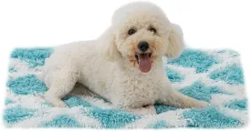 PJYuCien Fluffy Fleece Calming Pet Throw Blanket, Super Soft and Warm for Indoor Cats and Dogs, Small 16 * 24", Machine Washable, Blue Diamond Pattern, White Puppy Bed