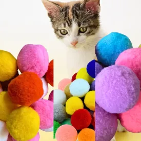 Premium Soft Pom Pom Balls for Kittens - Lightweight, Interactive, Assorted Colors - Plush Toy for Kitten Training and Play - Pet Products for Cats (Mixed Sizes 20 Pack)