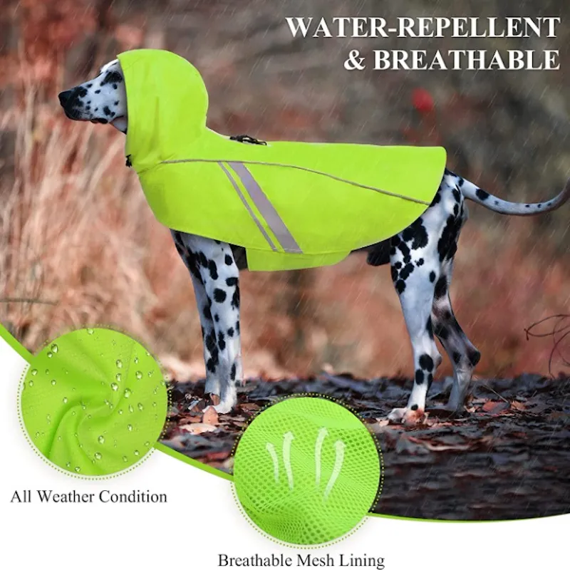 Raincoat For Dogs, Easy On & Off Pet Rain Clothes With Storage Bag