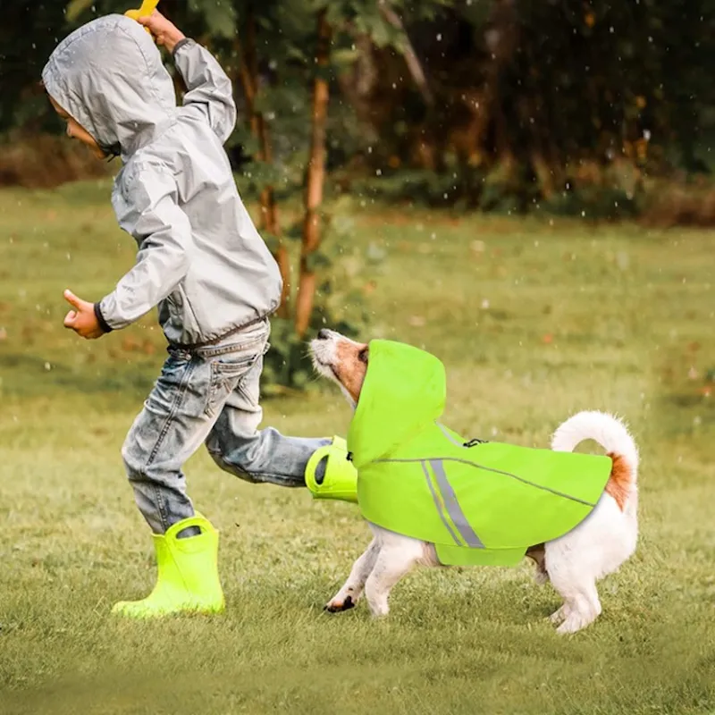 Raincoat For Dogs, Easy On & Off Pet Rain Clothes With Storage Bag