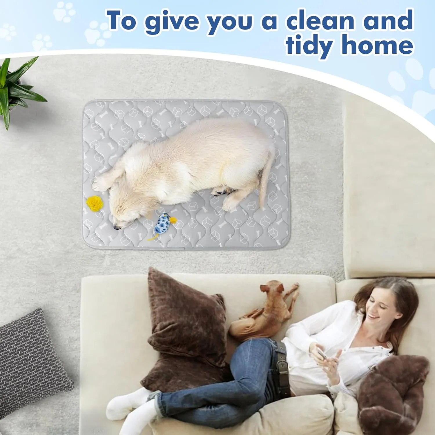 Rywell Dog Cooling Mat 2.0,Elegant Grey Edition, 24 * 18 Thickened Cooling Pad for Dogs, Internal Waterproof & Endothermic Color Changing Arc-Chill Cool Fiber(Q-Max>0.5) for Summer Comfort