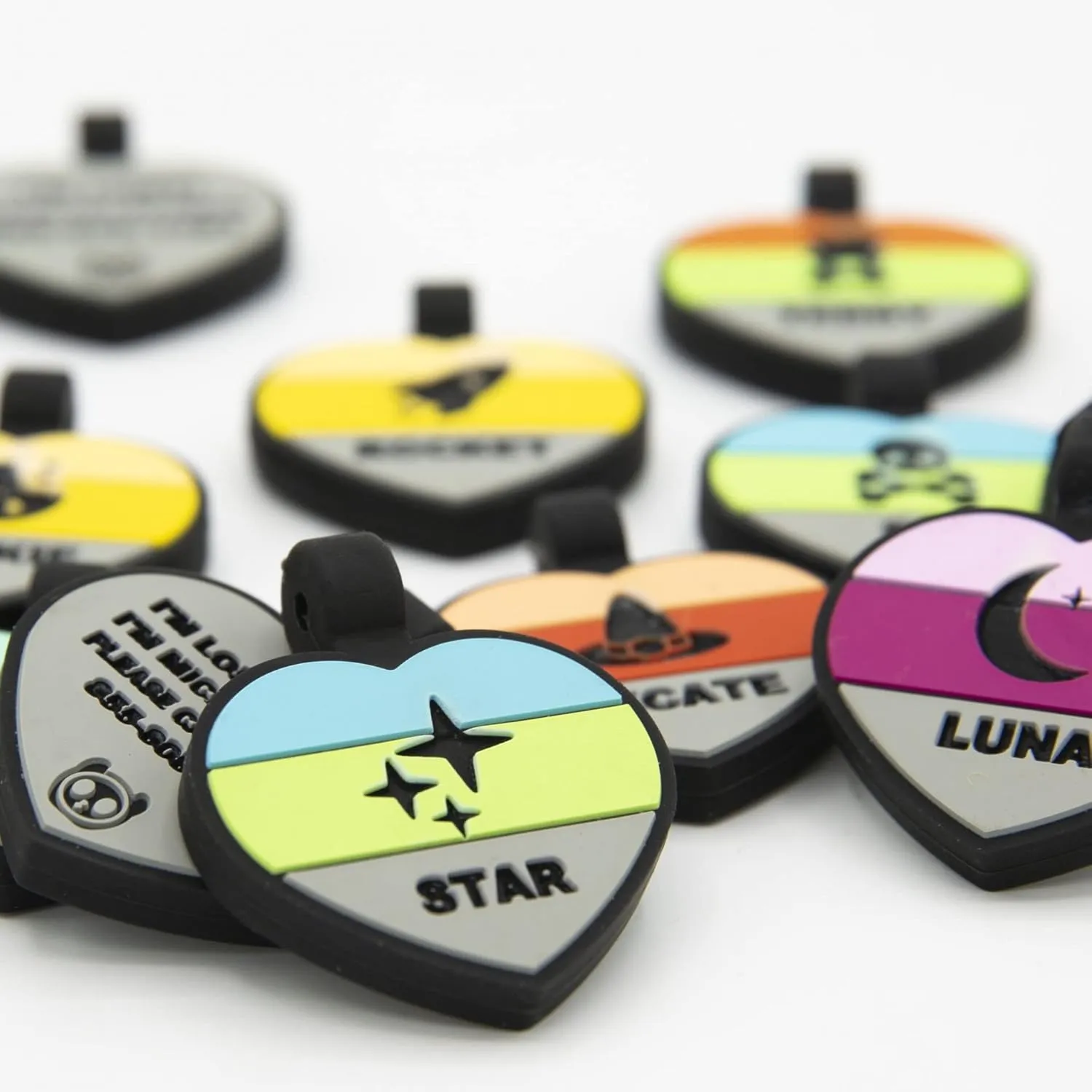 Silent Dog Tag Personalized with 5 Lines of Custom Deep Engraved Durable Soundless Silicone Pet ID Name Tag Bone Design Pink