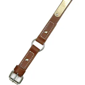 Single Ply 1" Wide Stitched Leather Dog Collar - Ring-N-Center
