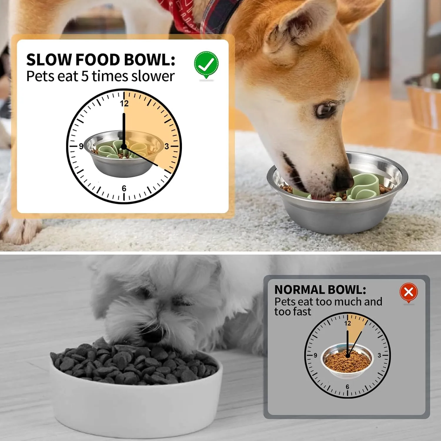 Slow Feeder Dog Bowls Insert, Bestalk Soft Silicone Slow Eating Dog Bowl Insert with Suction Cups for Small, Medium and Large Dogs(Green S)