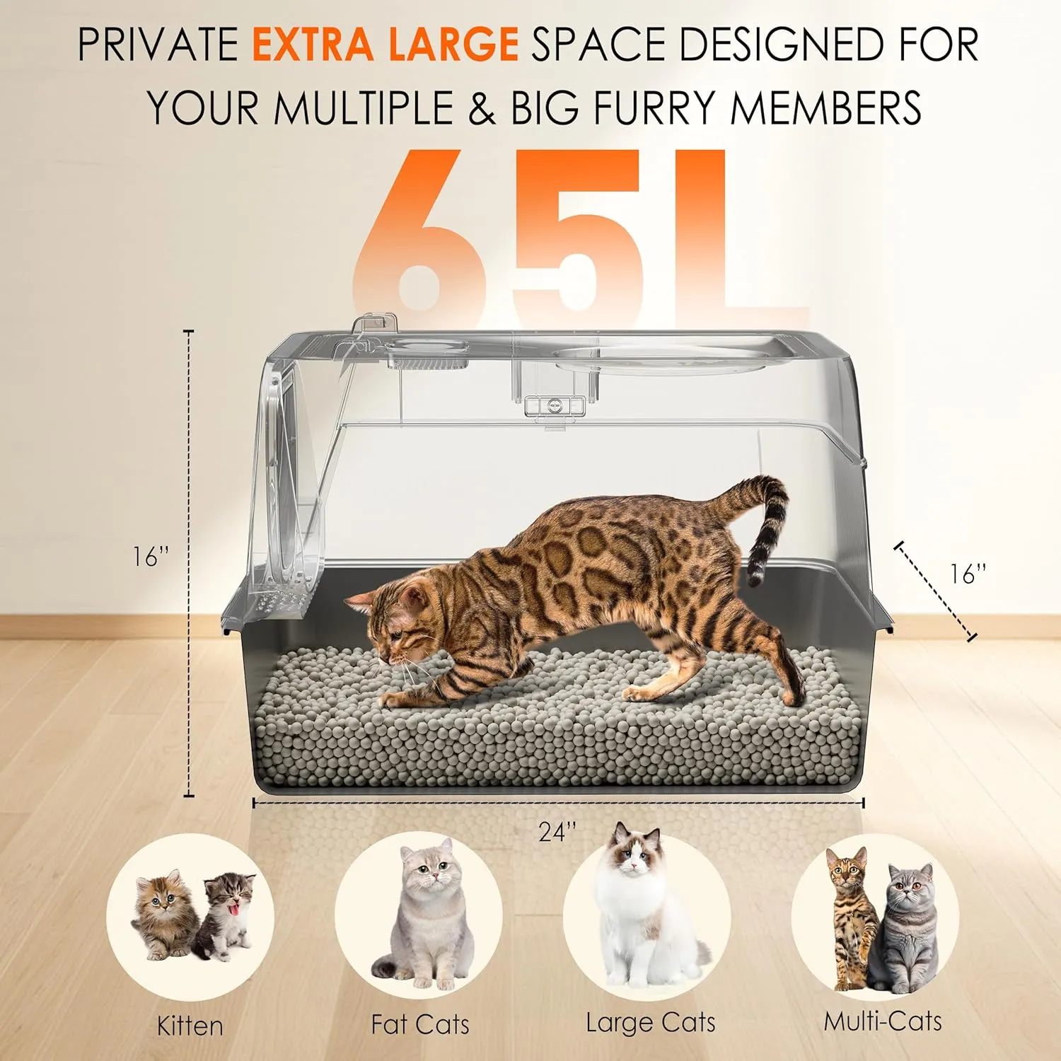 Stainless Steel Cat Litter Box with Lid, Front Entry Top Exit Metal Litter Box XL with Cover, Extra Enclosed Litter Boxes with Litter Scoop & Litter Mat, Non-Sticky, Non-Odor, Dark Grey