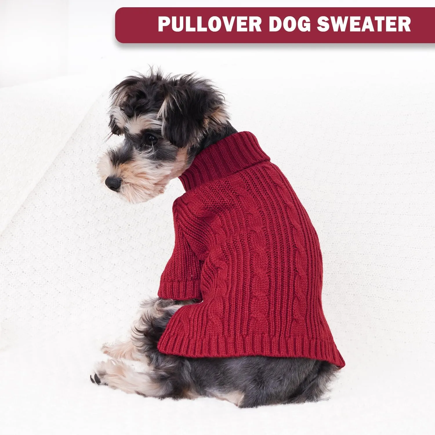 Turtleneck Dog Sweaters Dog Clothes for Small Dogs Dog Knitted Warm Sweater Puppy Cold Weather Clothes Small Dog Pullover Sweater Fall Winter Doggie Outfits Cat Apparel (Red, Large)