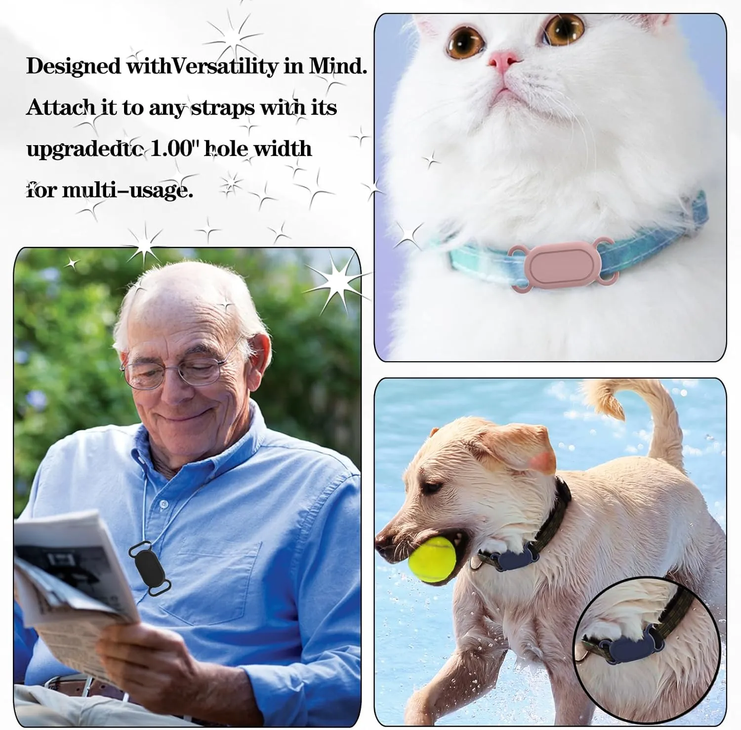 Waterproof Dog Collar Holder Compatible with Samsung Galaxy SmartTag 2, Silicone GPS Tracker Hidden for Samsung Tag 2, Anti-Lost Dog Collar Smart Tag 2 Case(Pink)