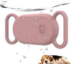 Waterproof Dog Collar Holder Compatible with Samsung Galaxy SmartTag 2, Silicone GPS Tracker Hidden for Samsung Tag 2, Anti-Lost Dog Collar Smart Tag 2 Case(Pink)