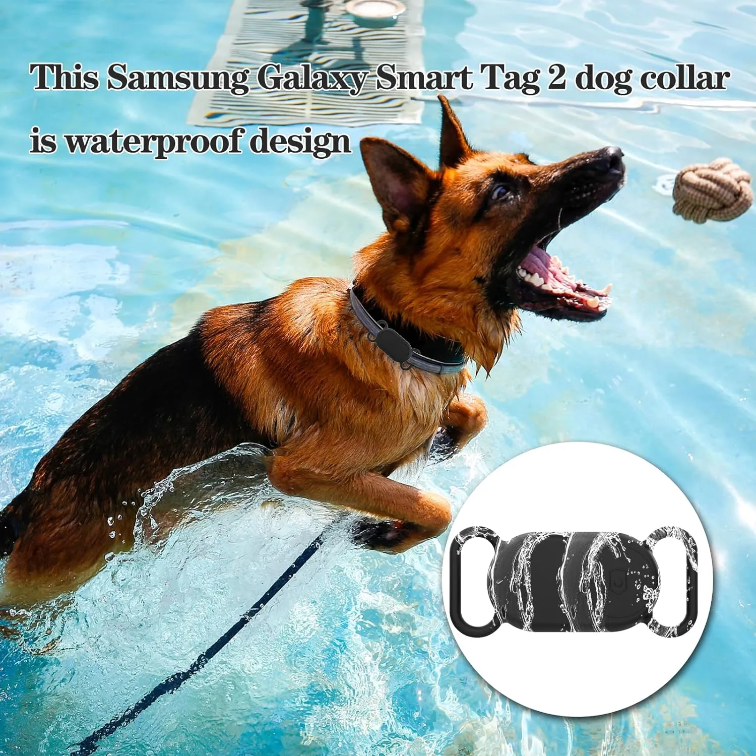 Waterproof Dog Collar Holder Compatible with Samsung Galaxy SmartTag 2, Silicone GPS Tracker Hidden for Samsung Tag 2, Anti-Lost Dog Collar Smart Tag 2 Case(Pink)