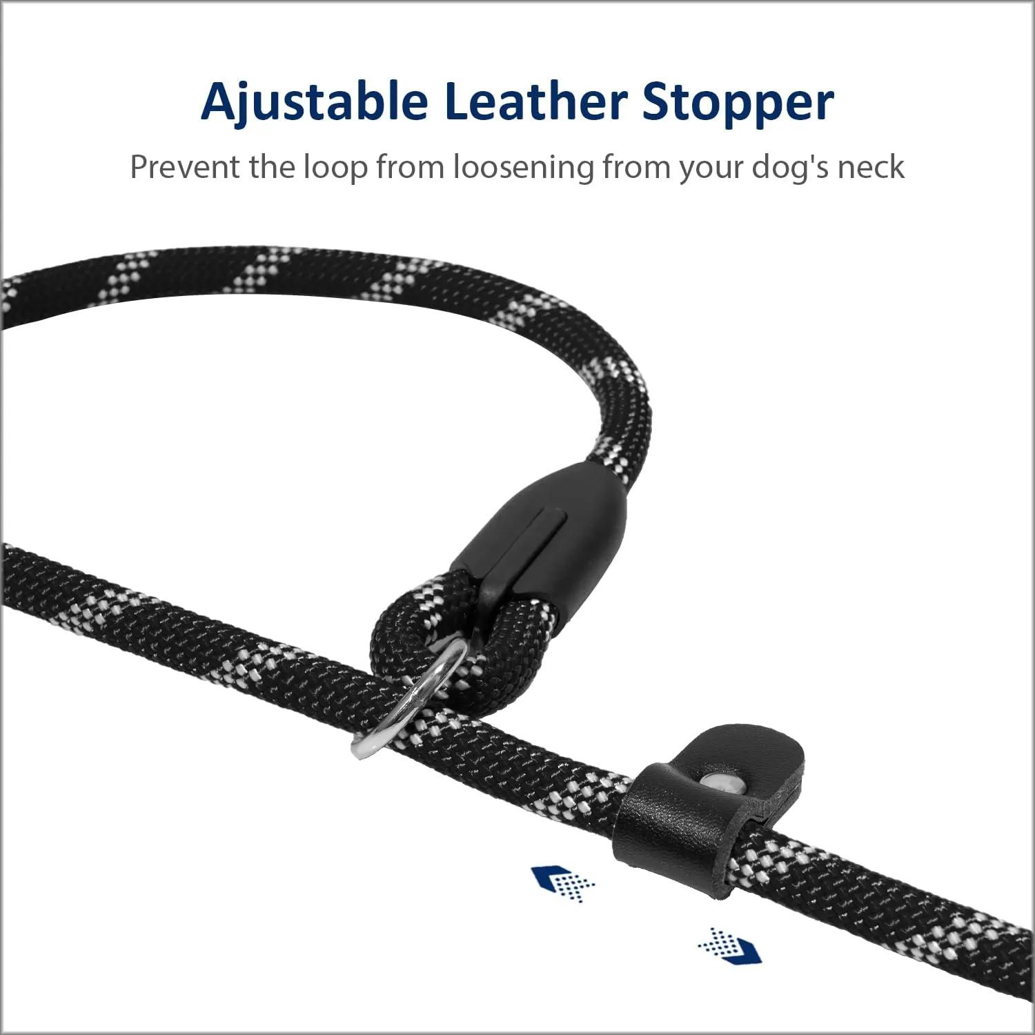 WePet Dog Training Slip Leash, No Pull, Durable Reflective Lead, Puppy Heavy Duty Loop Rope, Comfortable Handle, 6 ft, 1/2 inch, diam. Black/White