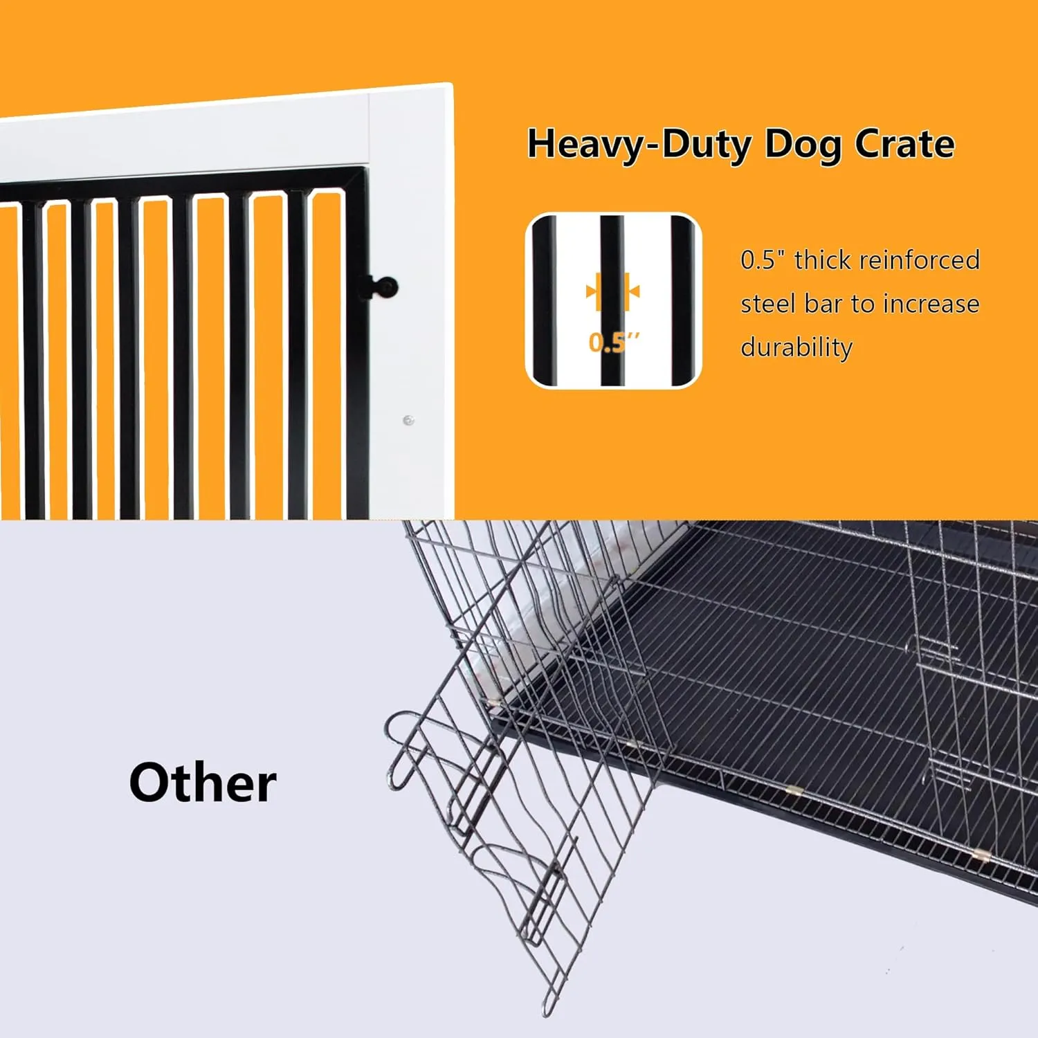 White Heavy Duty Furniture Dog Crate, Wood and Metal Cage Kennel, Double Doors End Table with Drawer and Pull-Out Trays, Dog Home for Indoor use, Medium Size